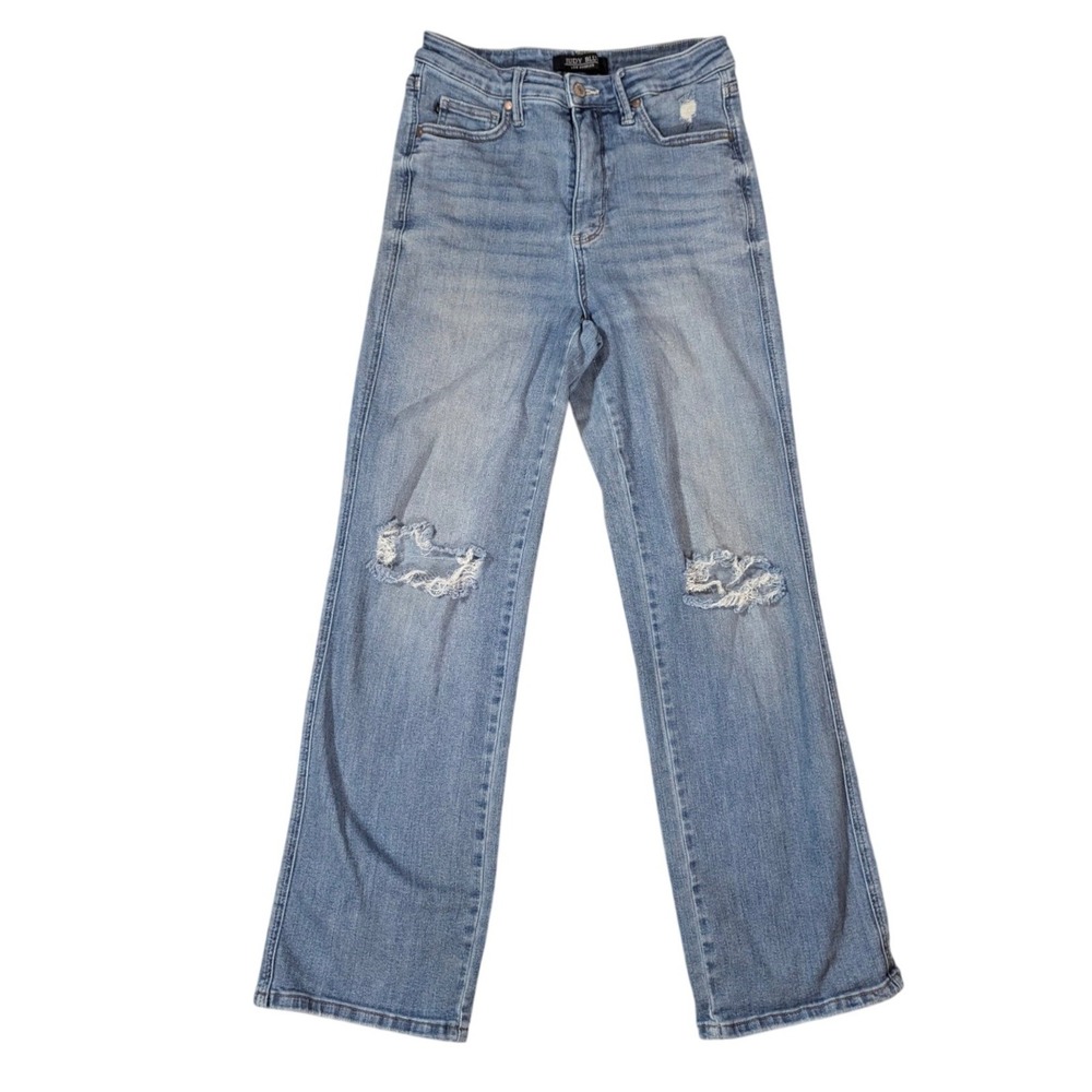 Judy Blue Jeans Women 9/29 Light Wash MD Distressed Straight Leg Denim